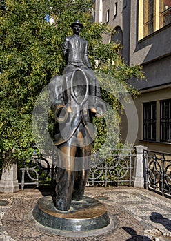 Statue of Franz Kafka, Jewish Quarter, Prague, Czech Republic photo